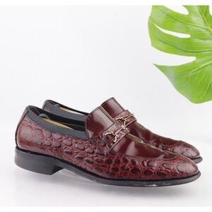 Allen Edmonds Mens Malibu Bit Loafer Size 10 C Red Exotic Leather Slip‎ On Shoes